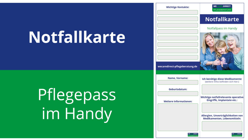 Titelbild - Notfallkarte - Pflegepass im Handy zum selbst ausdrucken